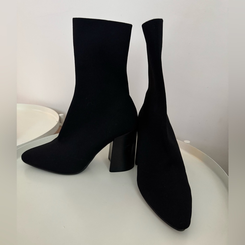 Black sock heels